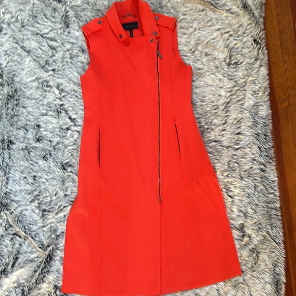 BCBG long orange felt vest/dress, size L - Picture 4 of 7